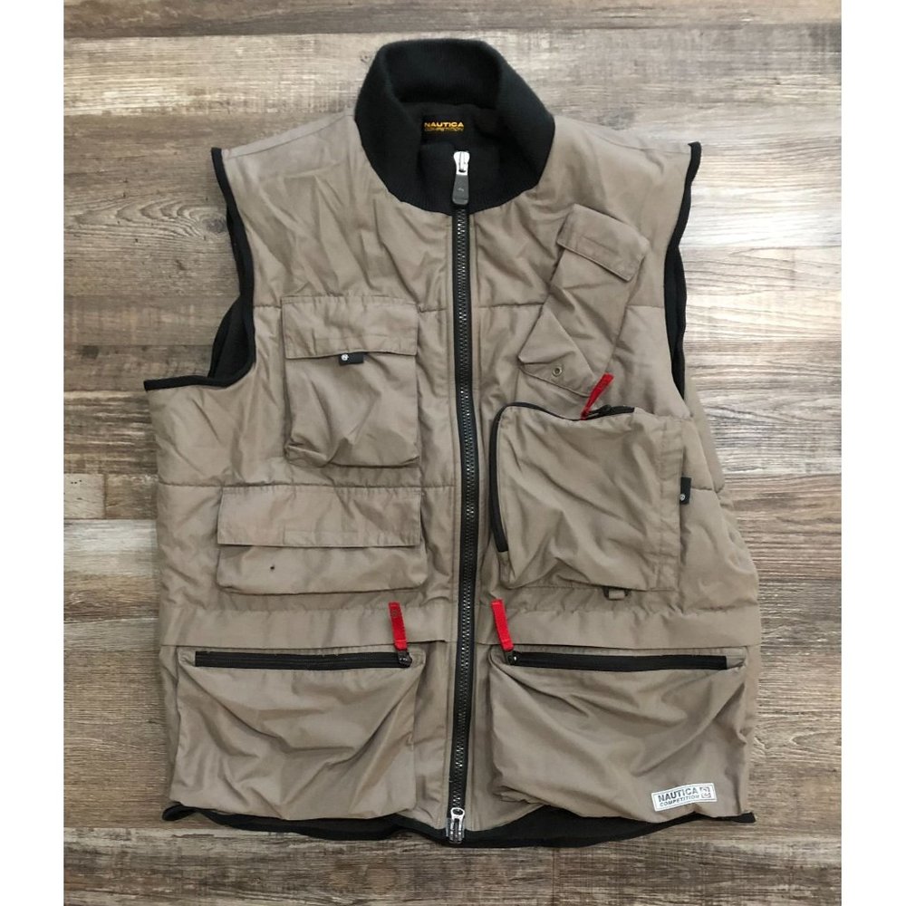 Nautica Competition Mens XL Gray Full Zip Tactical Outdoor Vest